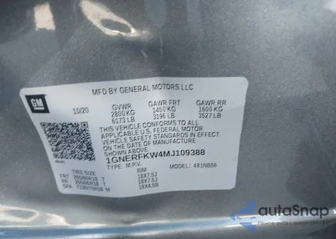 2021 Chevrolet Traverse Fwd Ls from USA, damaged, VIN 1GNERFKW4MJ109388